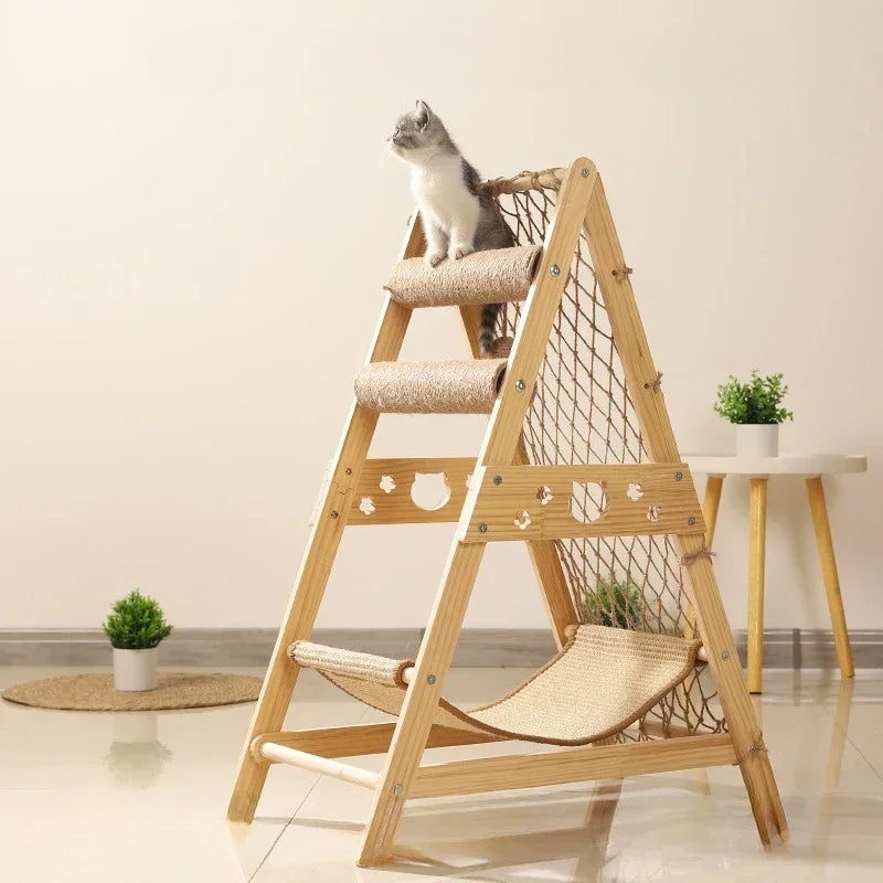 New Large Size Pet Climbing Net Cat Climbing Frame Wooden Cat Nest - Cutier Store