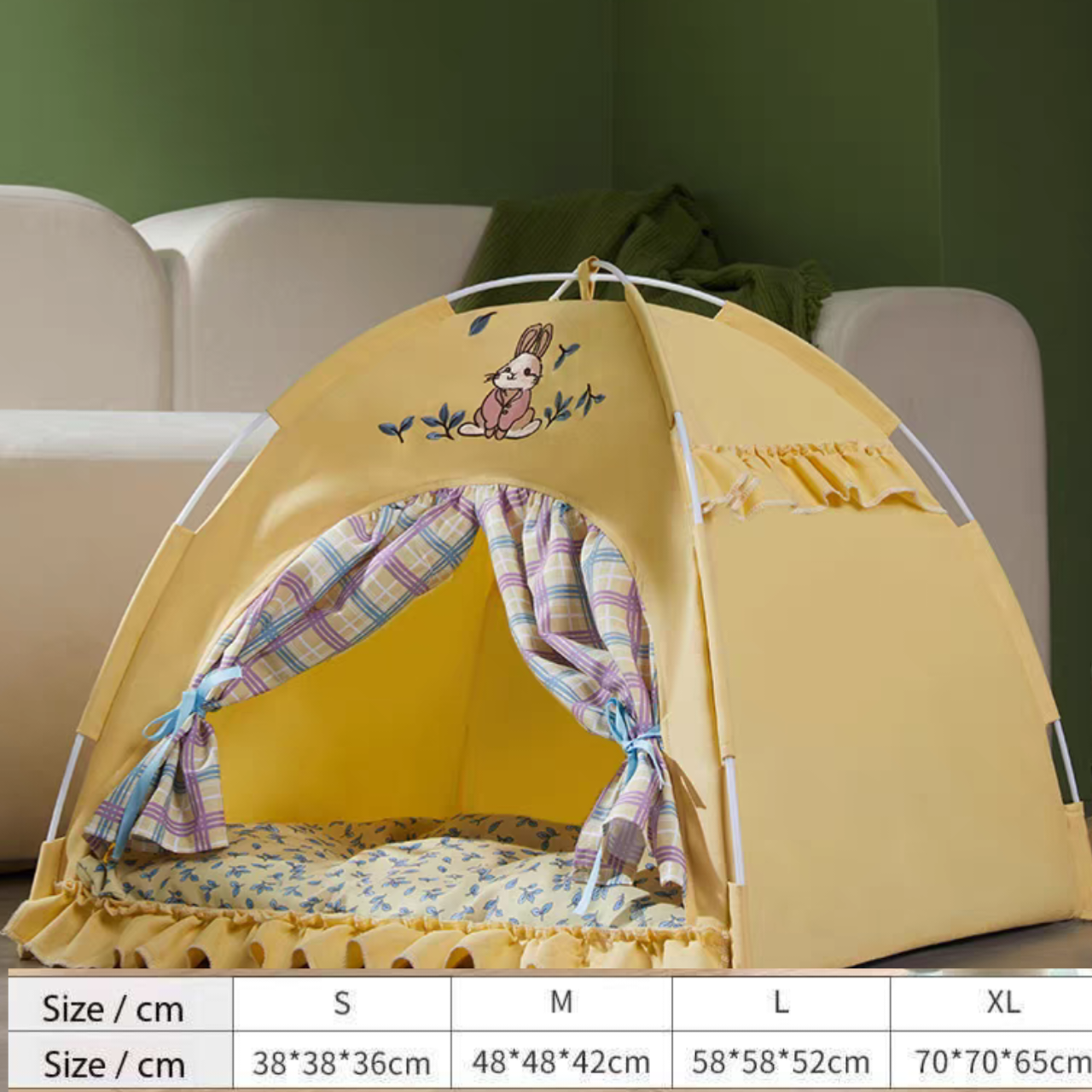 Cute Indoor Cat Tent Bed – Foldable Pet House with Curtains & Soft Cushion - Cutier Store
