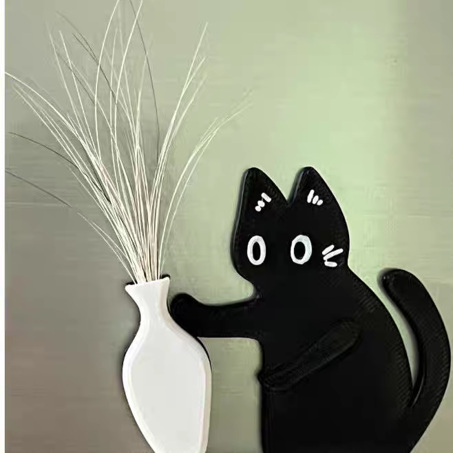 Magnetic Cat Whisker Holder & Hair Keepsake | Cute Cat Bottle Push Figurine 2 PCs