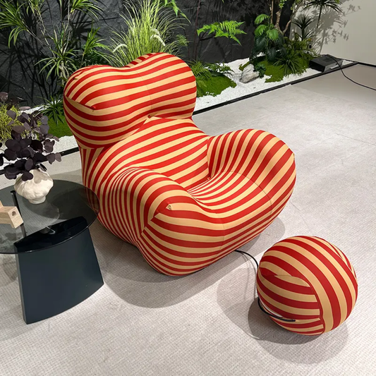 Luxury Modern Statement Lounge Chair & Ottoman – Bold Striped Design for Iconic Interiors