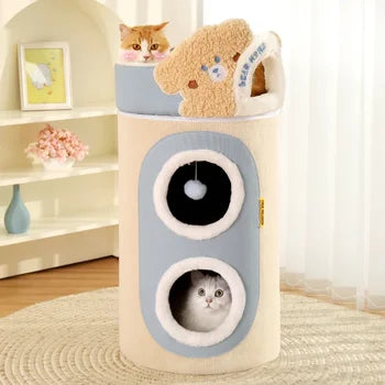 2 Story Cat Barrel Pet Soft Fabric House - Cutier Store