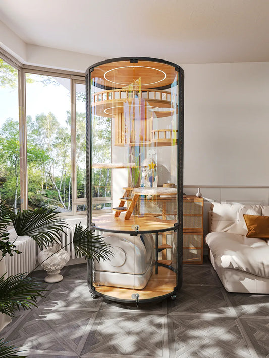 Luxury Glass Cat Villa | 360° MiaoZan Cat House for Modern Homes