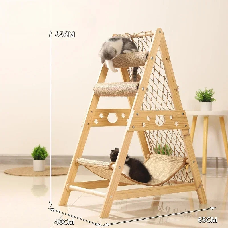 New Large Size Pet Climbing Net Cat Climbing Frame Wooden Cat Nest - Cutier Store