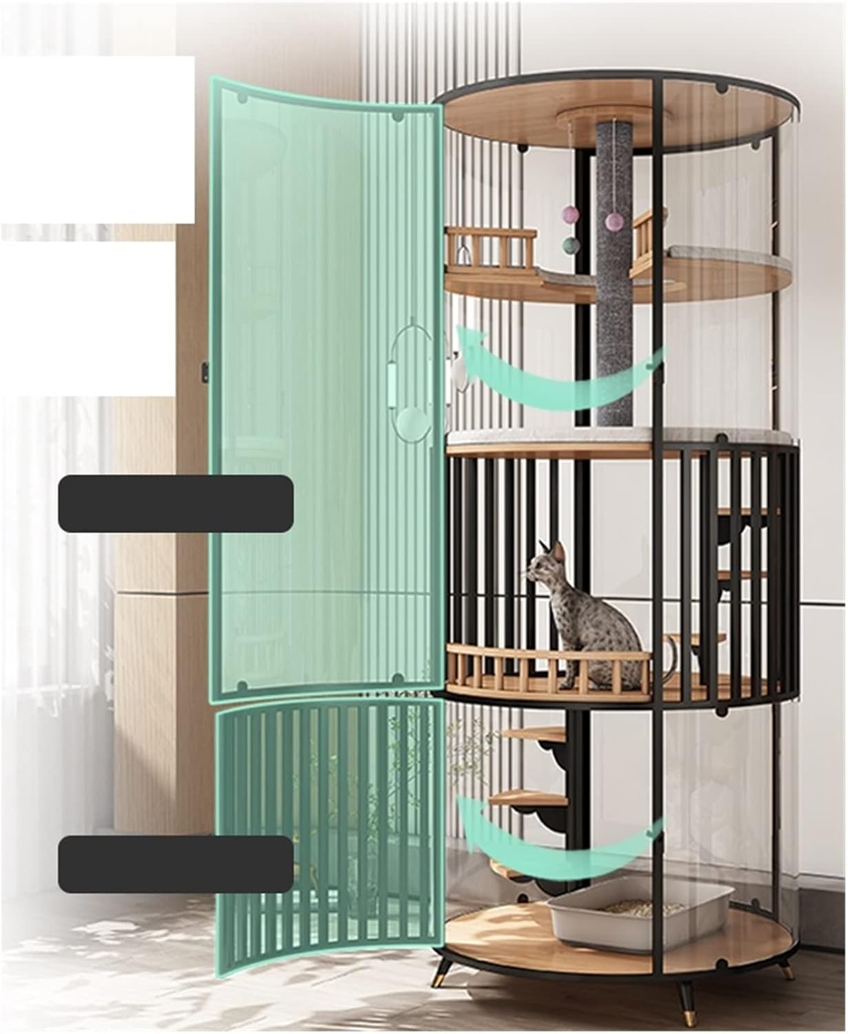 Luxury Cat Tree Tower Capsule House – Multi-Level Cat Condo with Transparent Design (80x187.3 cm)