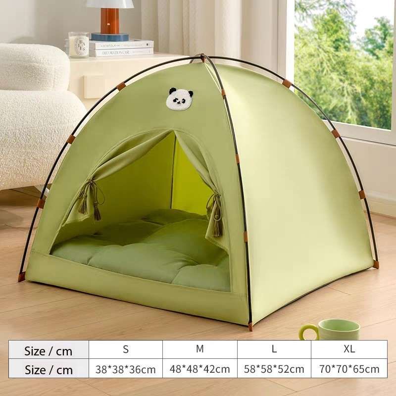 Cute Indoor Cat Tent Bed – Foldable Pet House with Curtains & Soft Cushion - Cutier Store