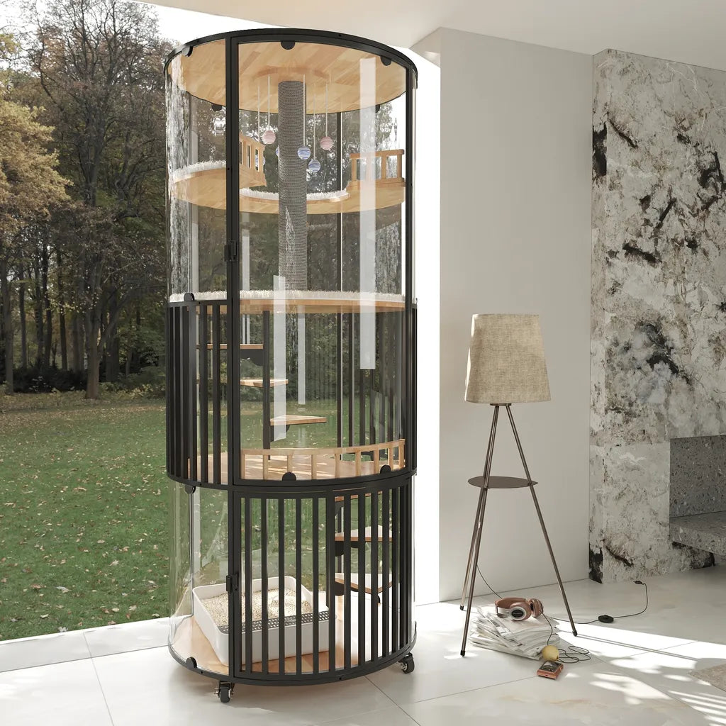 Luxury Glass Cat Villa | 360° MiaoZan Cat House for Modern Homes