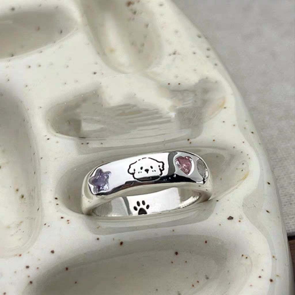 Cute Kitty and puppy Couple Mom gifts rings (2 Pcs) - Cutier Store