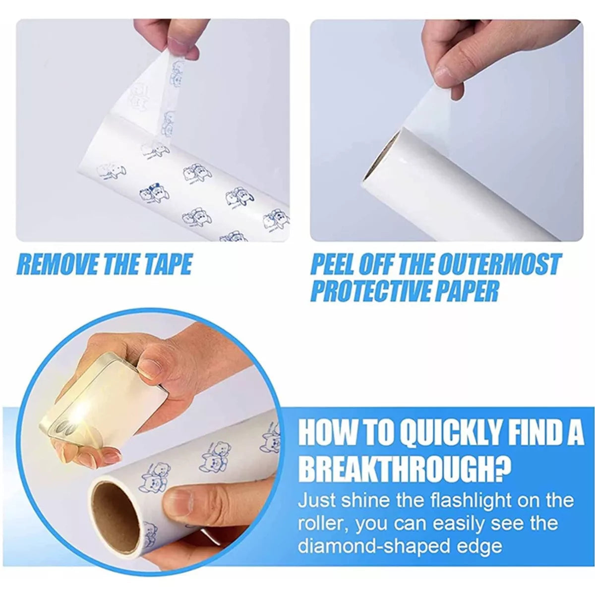 Long Handle Sticky Lint Roller Floor Carpet Clothes Pet Hair Remover - Cutier Store