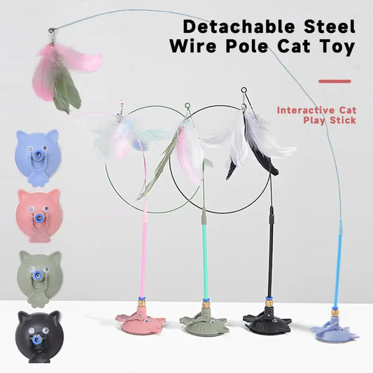 Interactive cat feather wand toy for National Cat Day play at home