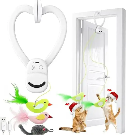 Electric bird and mouse cat toy for keeping indoor cats entertained during the workday