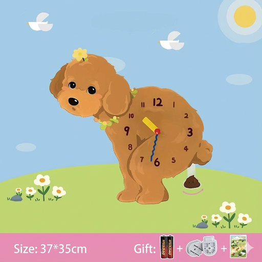 Whimsical Popping Puppy Wall Clock - 3D Cute Home Decor