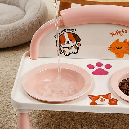 Elevated Double Pet Bowl for Cats & Dogs – Raised Stainless Steel Food & Water Feeder Stand