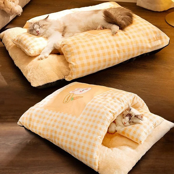 Cat Sleeping Thick bed