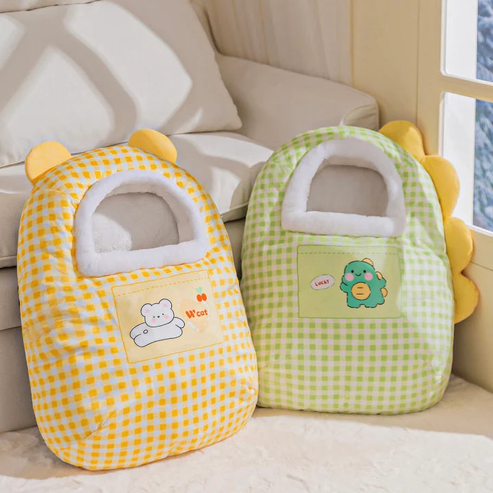 Cozy Winter Cat Sleeping Bag Bed | Plush Enclosed Nest for Indoor Cats