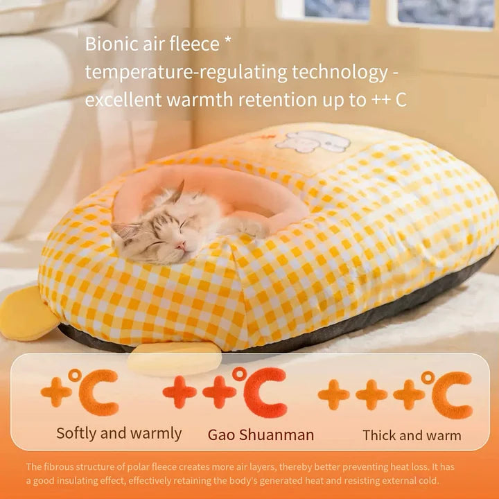 Cozy Winter Cat Sleeping Bag Bed | Plush Enclosed Nest for Indoor Cats