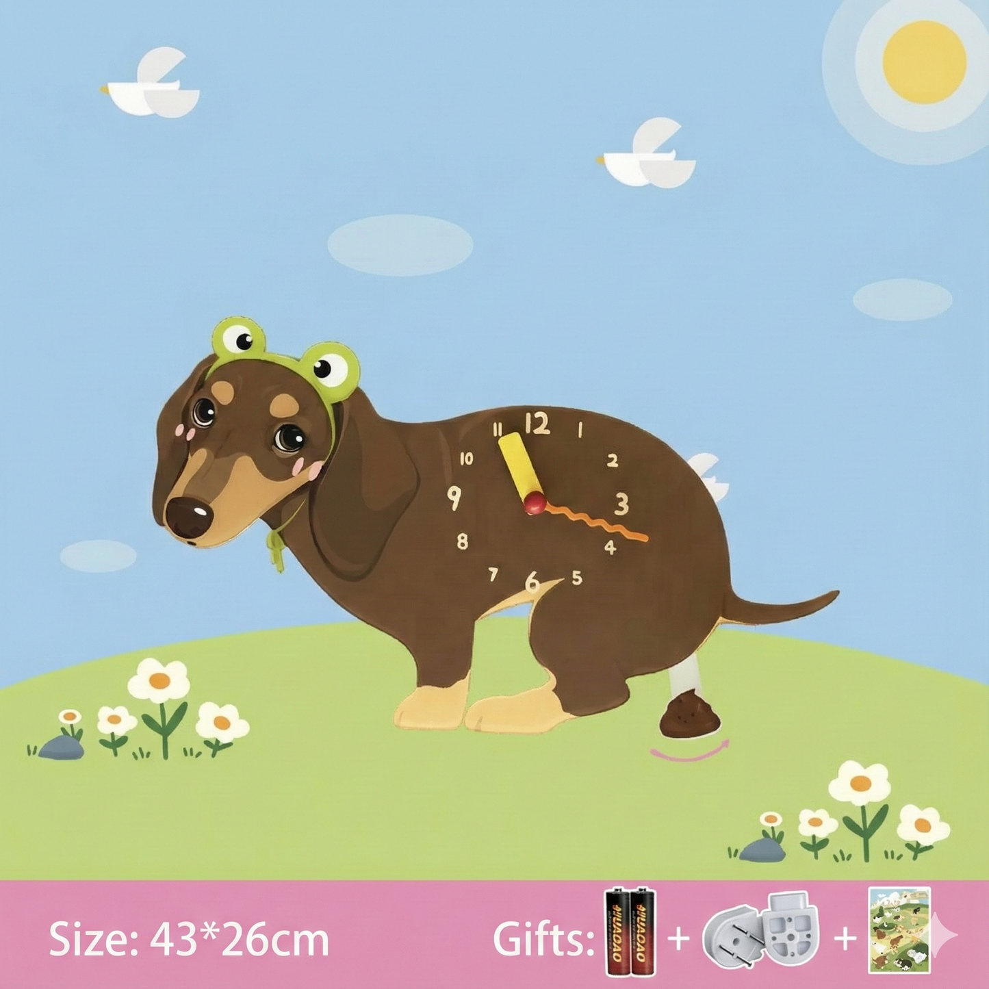 Whimsical Popping Puppy Wall Clock - 3D Cute Home Decor