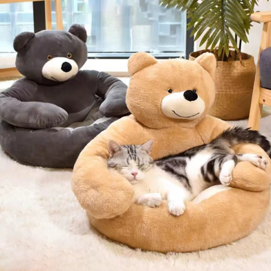 Ultra-Soft Teddy Bear Plush Pet Bed - Warm & Snuggly