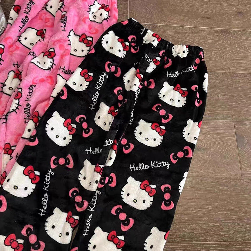Cute cozy Strawberry Bear Fleece Pajama Pants