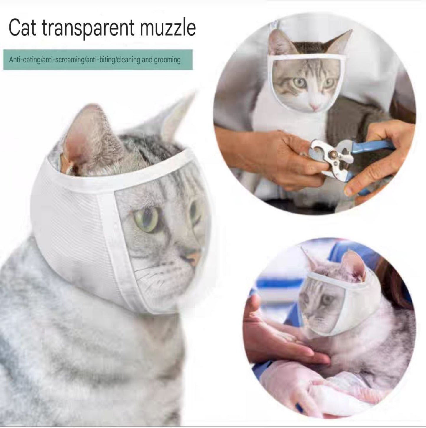 Anti Bite Cat Transparent Muzzle Mask