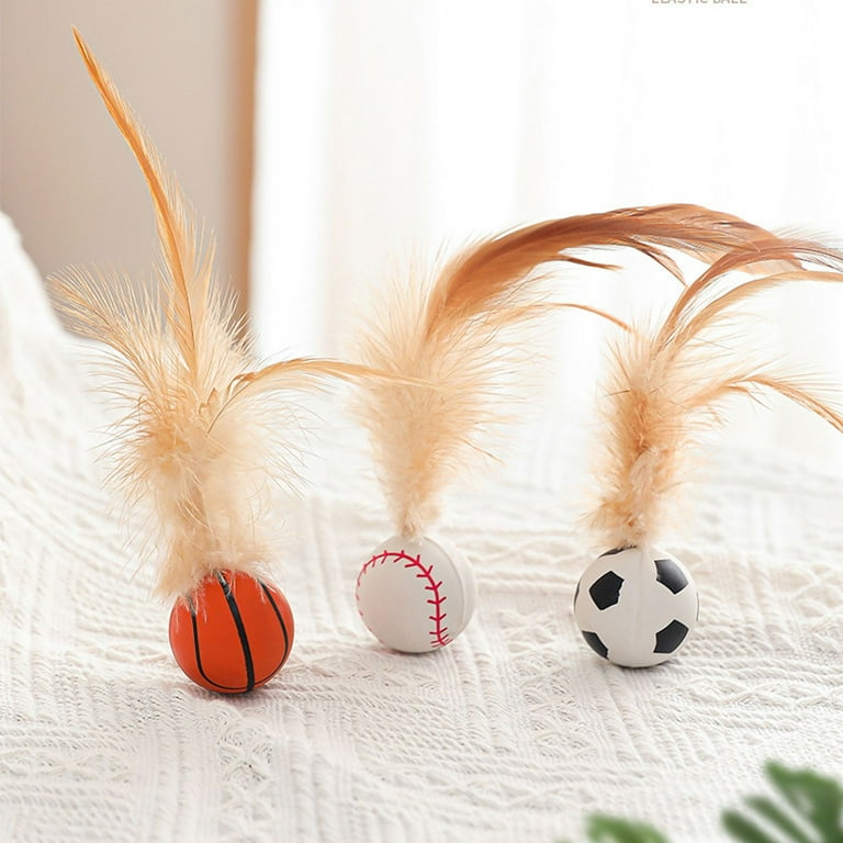 Cat bouncy feather elastic ball