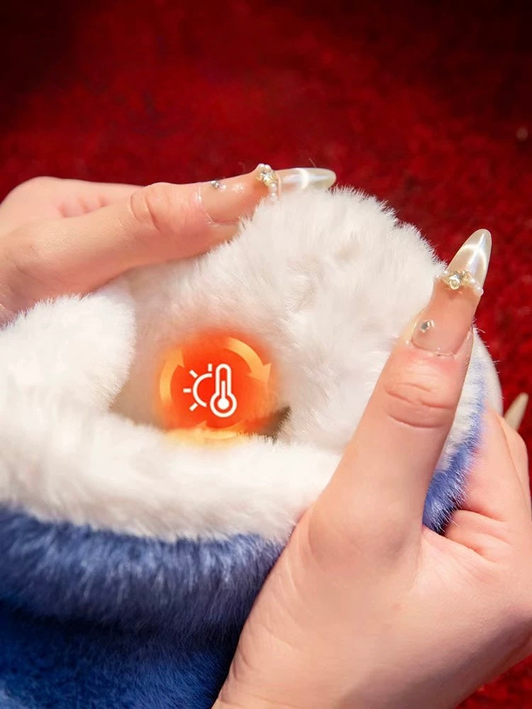 White plush toy with a temperature icon on a red background