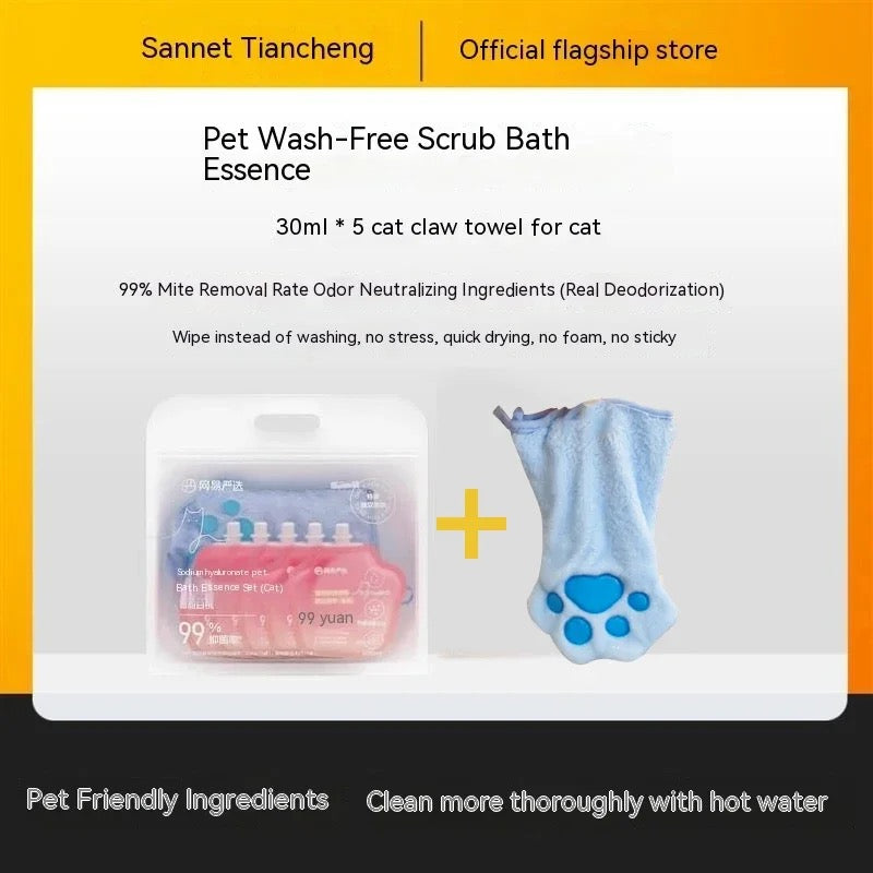 Pet Towel Gloves with Bath Shampoo