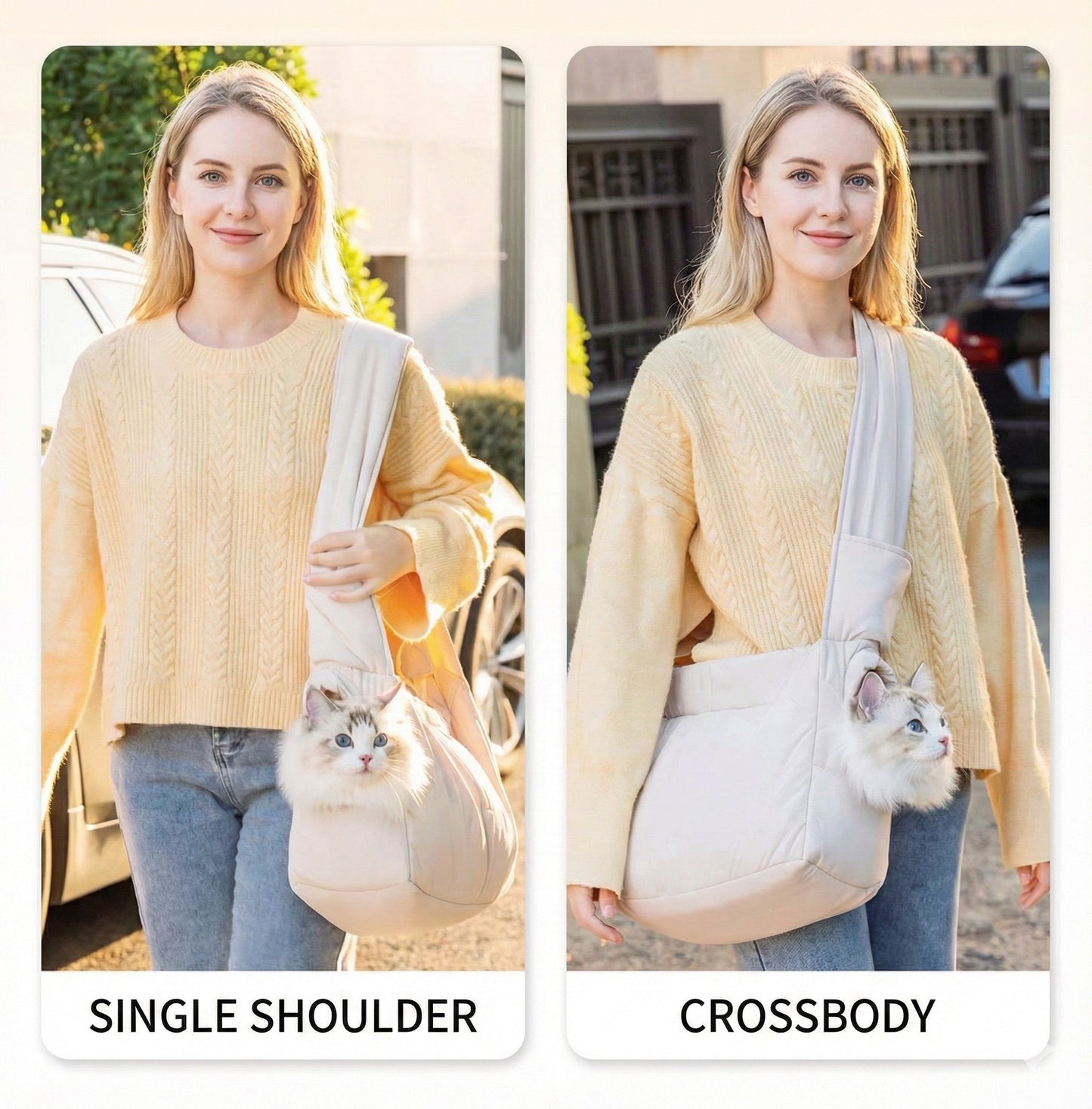 Luxury Quilted Pet Carrier Bag - Minimalist & Travel Friendly