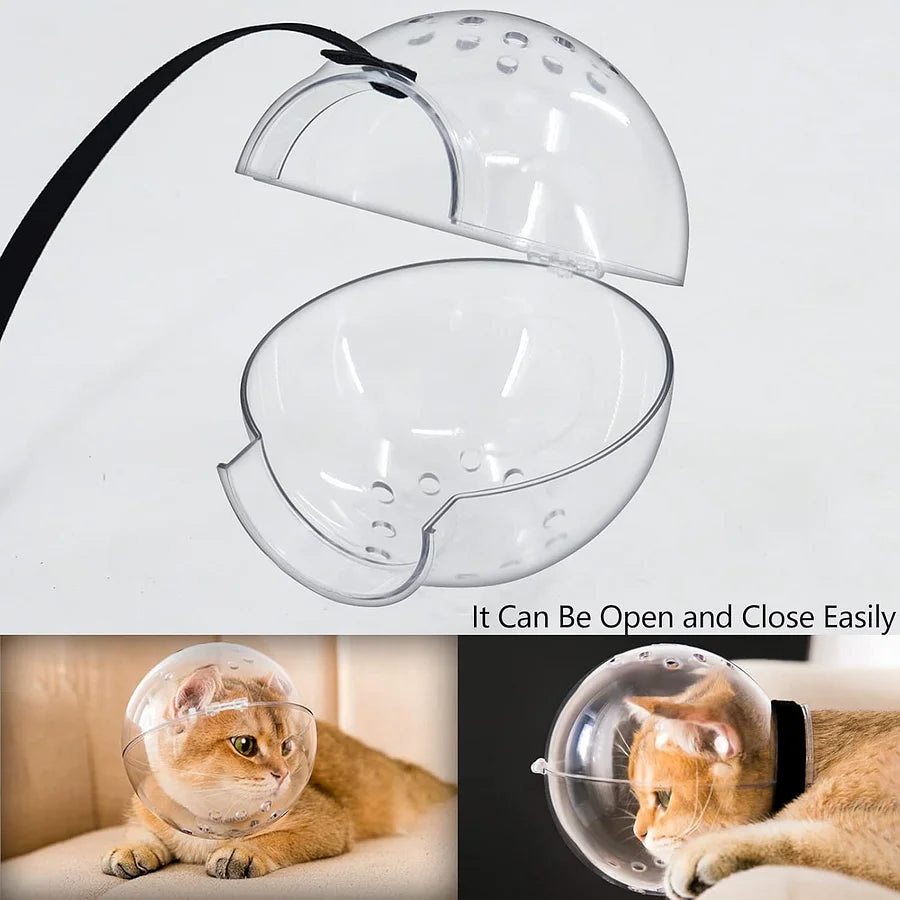 Cat Transparent Muzzle with Breathable Hood | Safe Grooming & Anti-Bite Cover