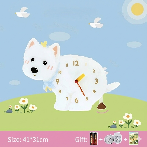 Whimsical Popping Puppy Wall Clock - 3D Cute Home Decor