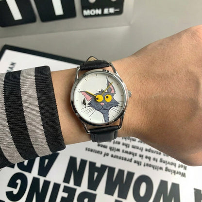 Cartoon cat watch, alternate view of the case and strap