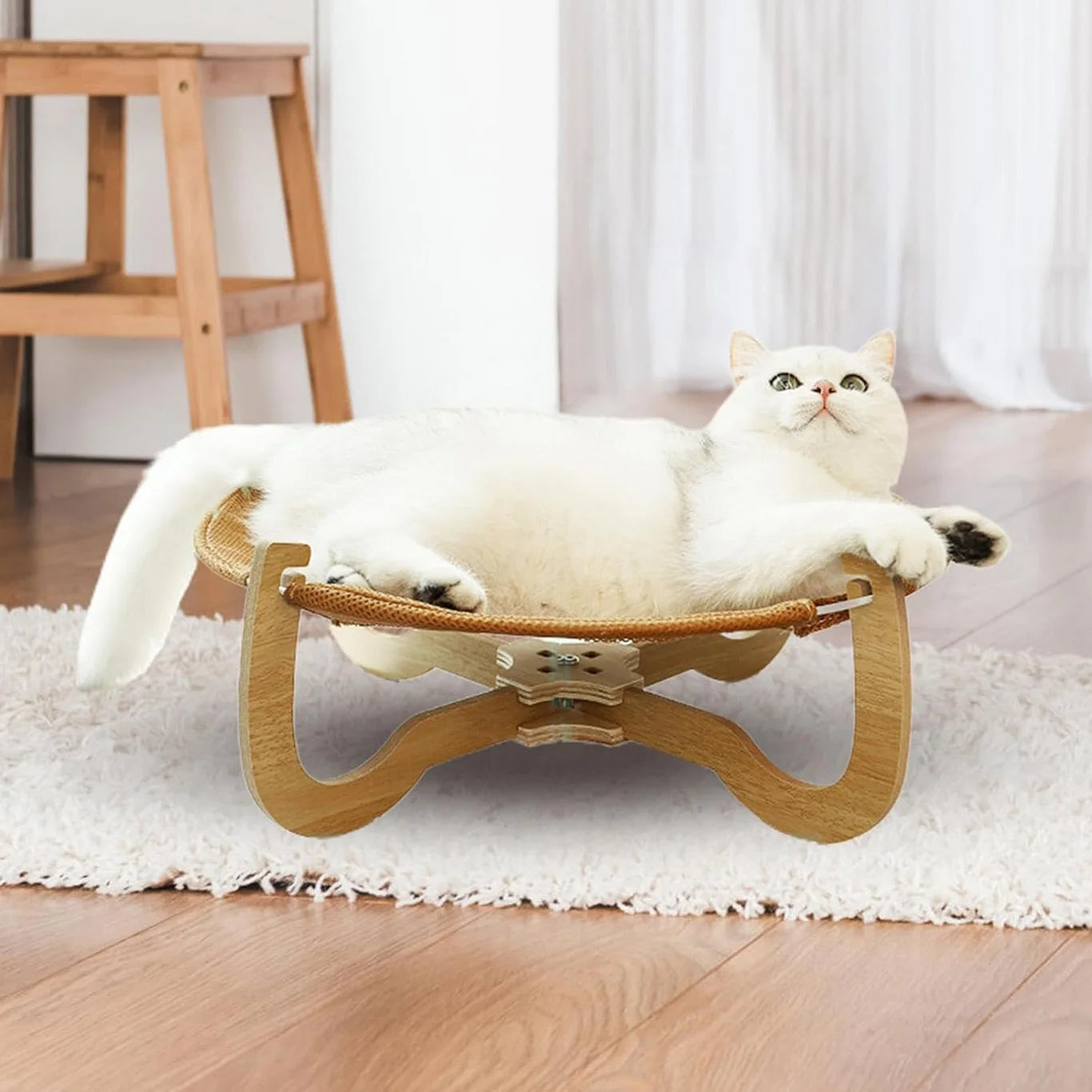 Cat Beds, Wooden Base Cat Bed, Rattan Cat Bed