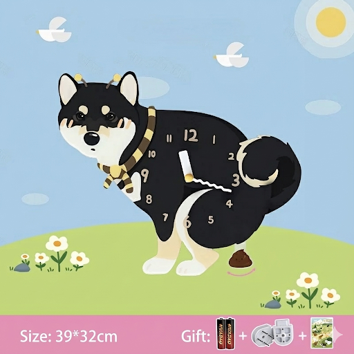Whimsical Popping Puppy Wall Clock - 3D Cute Home Decor