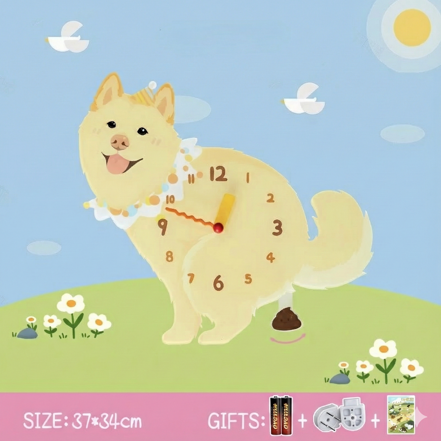 Whimsical Popping Puppy Wall Clock - 3D Cute Home Decor
