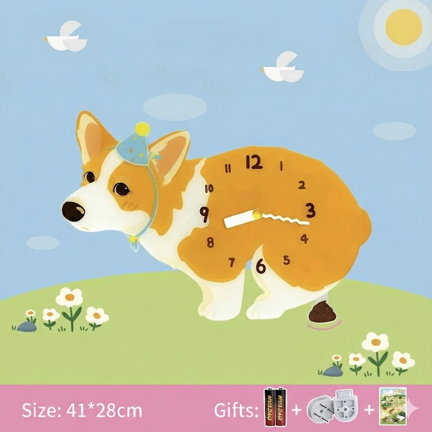 Whimsical Popping Puppy Wall Clock - 3D Cute Home Decor