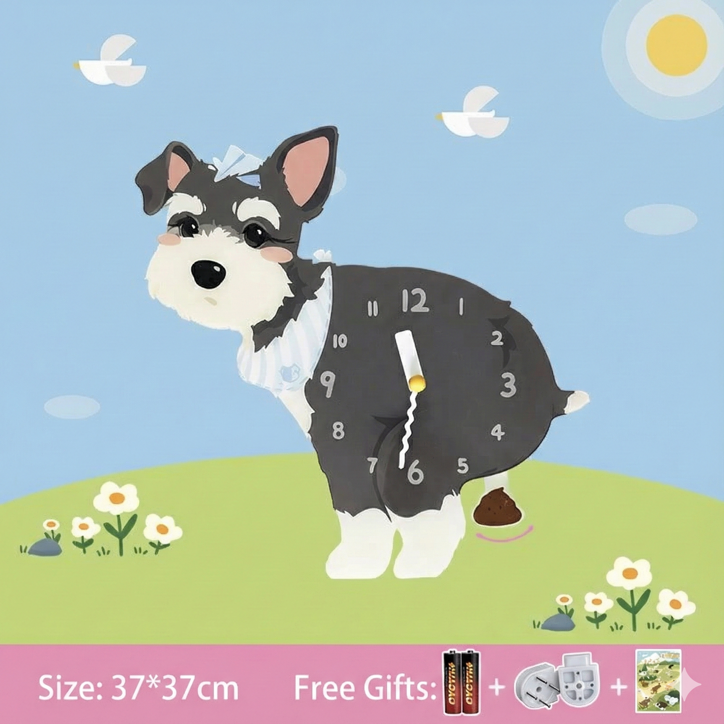 Whimsical Popping Puppy Wall Clock - 3D Cute Home Decor