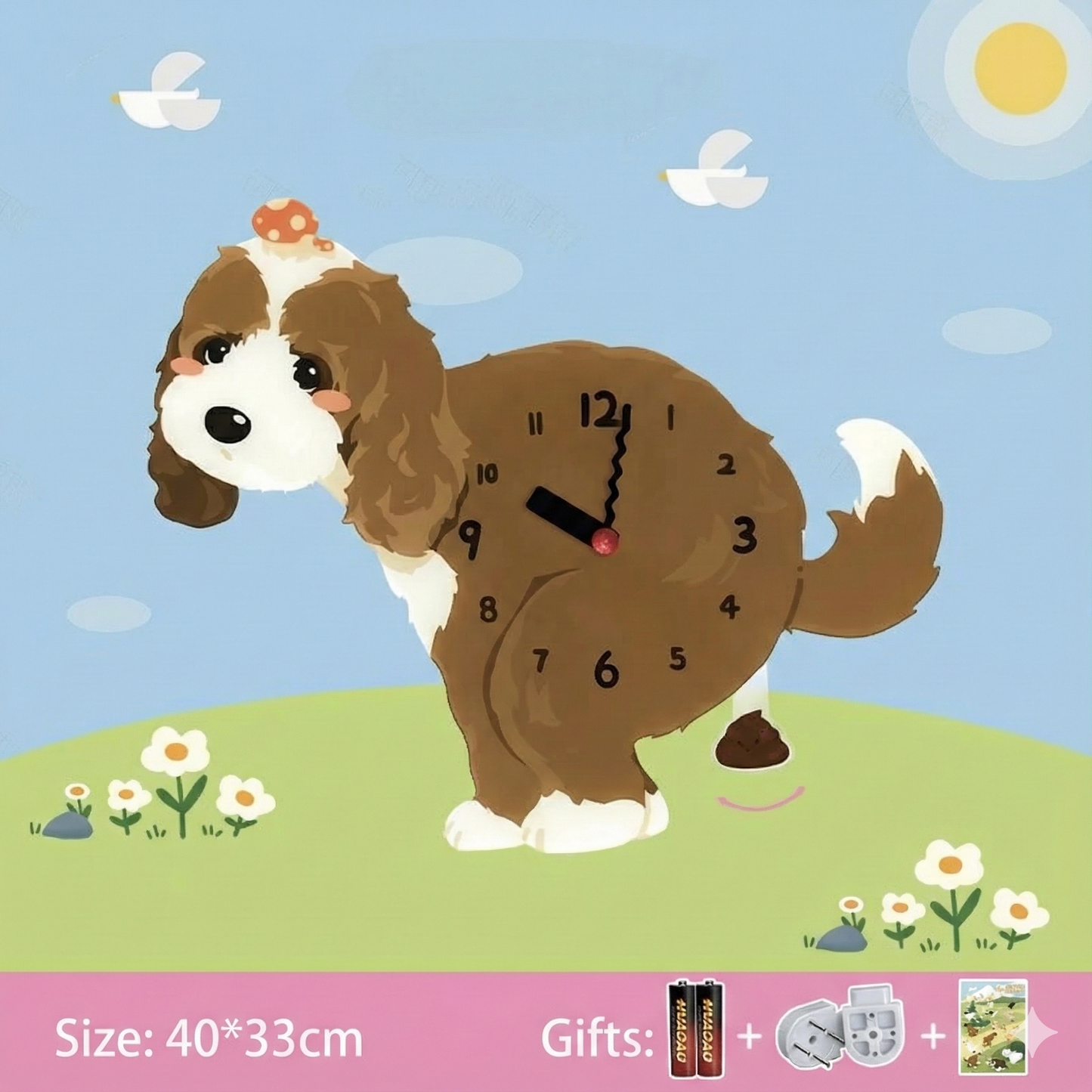 Whimsical Popping Puppy Wall Clock - 3D Cute Home Decor