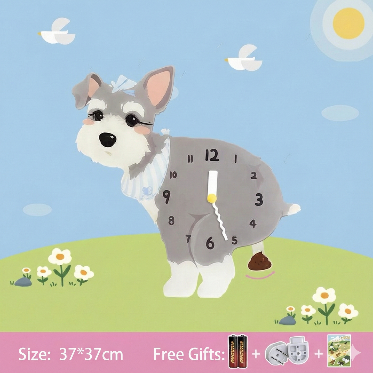 Whimsical Popping Puppy Wall Clock - 3D Cute Home Decor