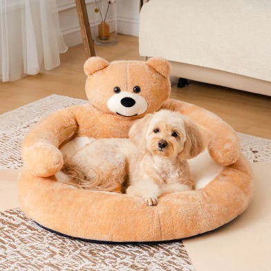 Ultra-Soft Teddy Bear Plush Pet Bed - Warm & Snuggly