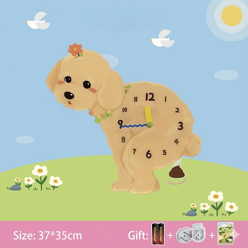 Whimsical Popping Puppy Wall Clock - 3D Cute Home Decor