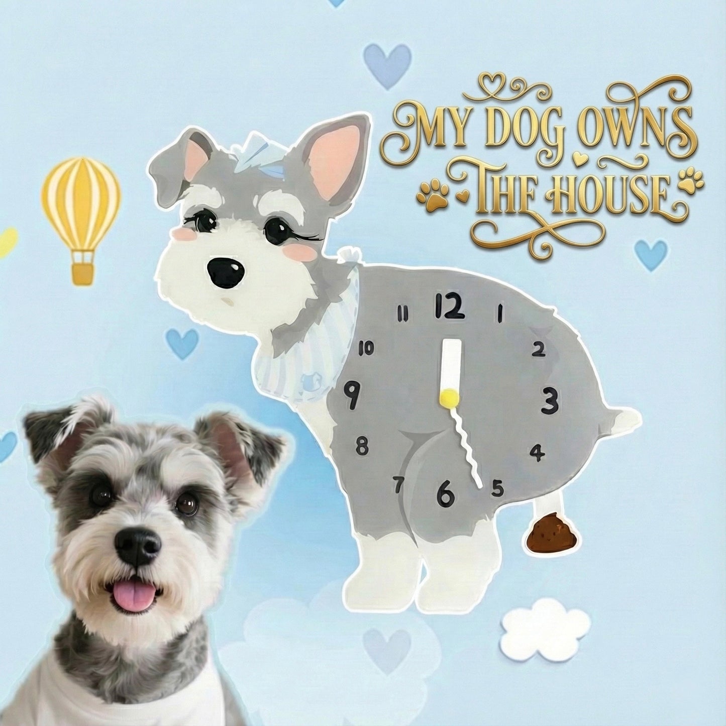 Whimsical Popping Puppy Wall Clock - 3D Cute Home Decor