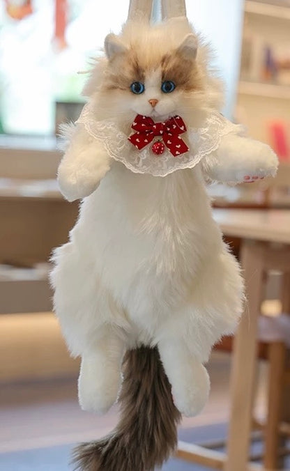 Cute Kitten Plush Backpack – Kawaii Fluffy Cat Stuffed Animal School Bag for Kids & Teens