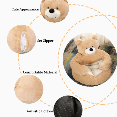 Ultra-Soft Teddy Bear Plush Pet Bed - Warm & Snuggly