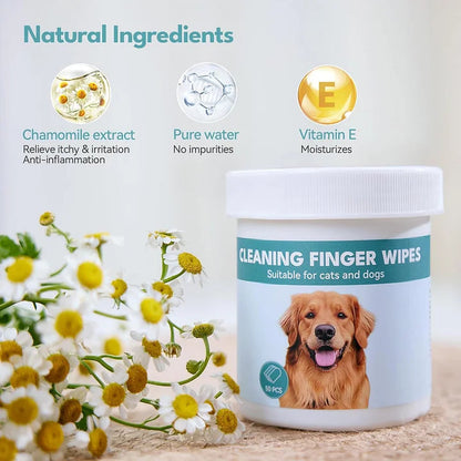 Ear Wipes Finger for Dogs & Cats Comfy Finger Design | 50 Count Pack - Cutier Store