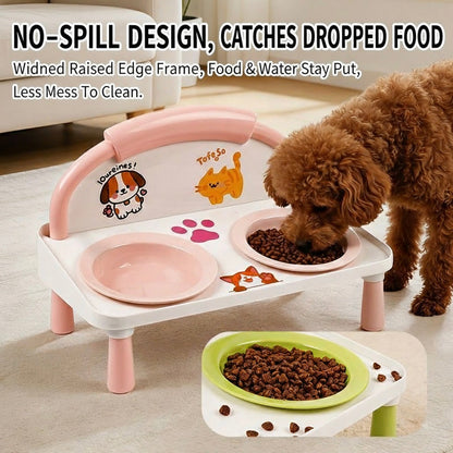Elevated Double Pet Bowl for Cats & Dogs – Raised Stainless Steel Food & Water Feeder Stand