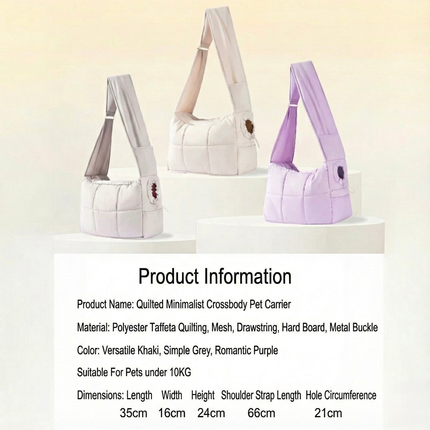 Luxury Quilted Pet Carrier Bag - Minimalist & Travel Friendly