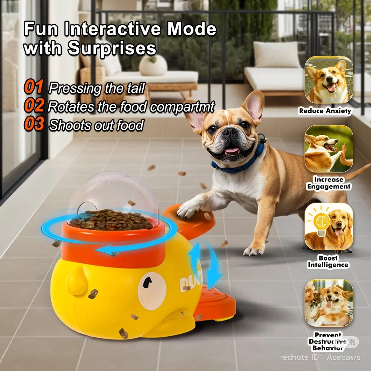 Interactive Duck Design Pet Feeder - Slow Food Dispenser