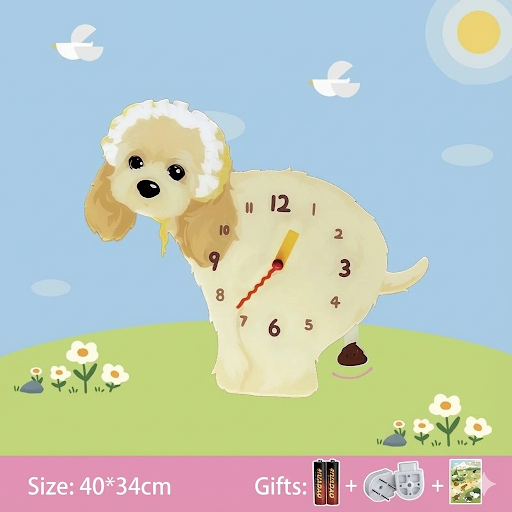 Whimsical Popping Puppy Wall Clock - 3D Cute Home Decor