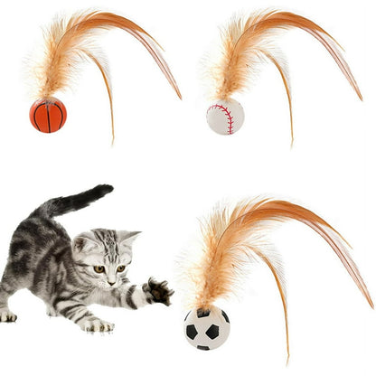 Cat bouncy feather elastic interactive ball - Cutier Store