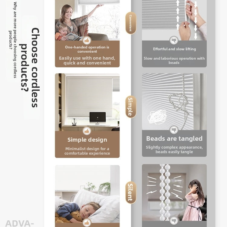 Cordless Honeycomb Window Blinds | Push-Pull Thermal Cellular Shades Window curtain