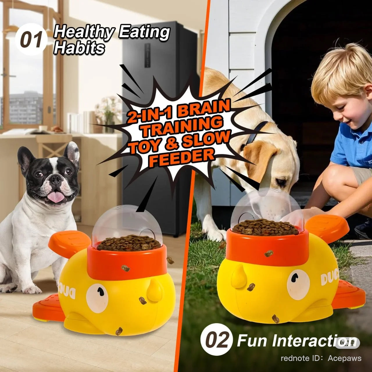 Interactive Duck Design Pet Feeder - Slow Food Dispenser